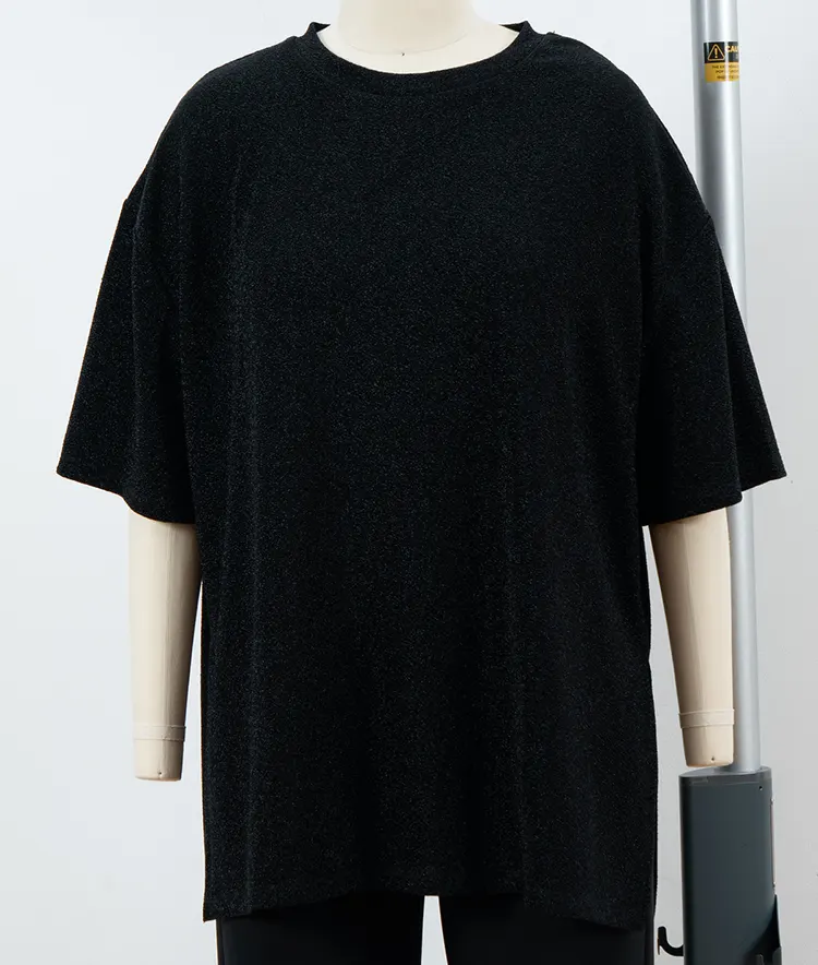 Oversized Drop-Shoulder T-Shirt with Textured Surface and Side Slits