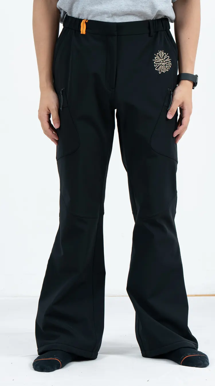 Flared Waterproof Hardshell Cargo Pants with Thermal Fabric and Angled Zip Pockets