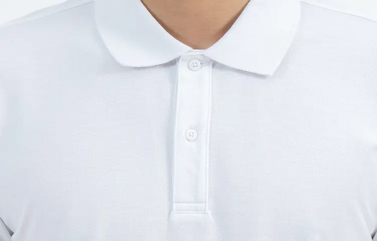 White Short Sleeve Polo Shirt with Two-Button Placket